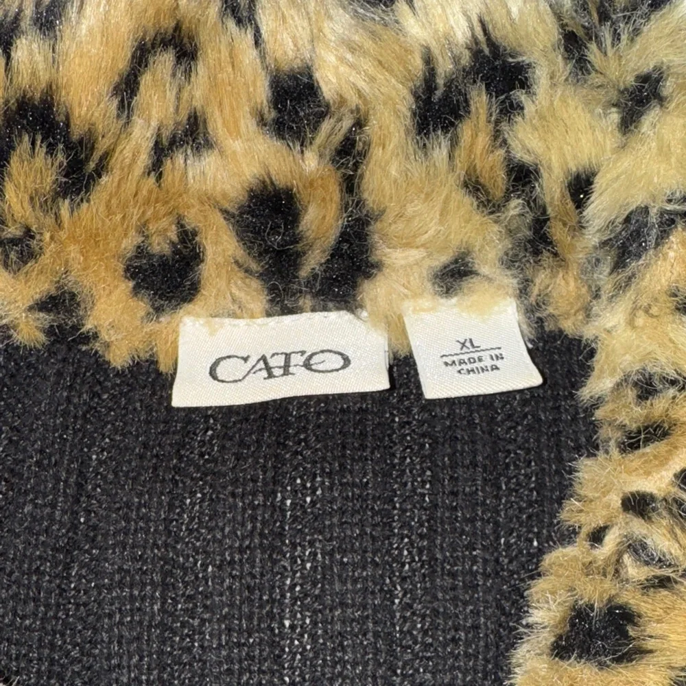 Cato‎ Leopard Faux Fur Vest with Black Knit Jacket